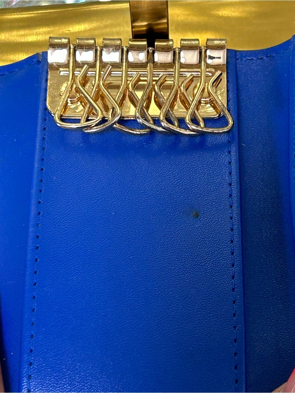 Michael Kors Royal Blue Leather and Light Blue Monogram Key Holder Card Case - Picture 6 of 14